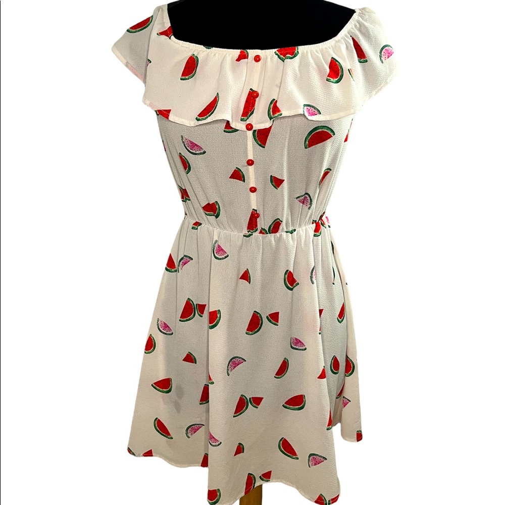 White Pink Watermelon Sleeveless Summer Ruffles Mini Dress Feminine Balletcore